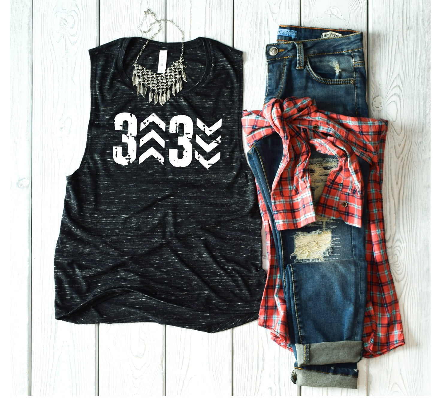 Ladies - Flowy Muscle Tank (3 Up 3 down)