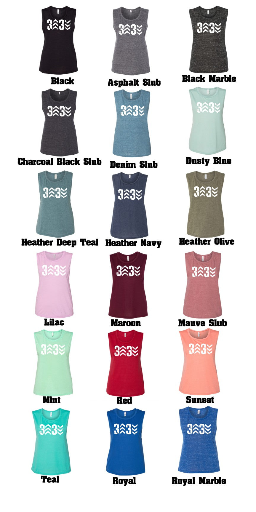 Ladies - Flowy Muscle Tank (3 Up 3 down)