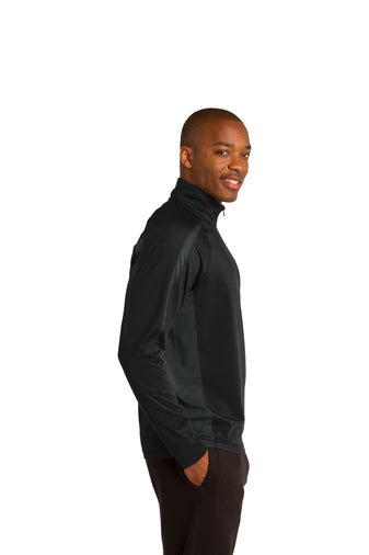 Adult - Sport-Wick® Stretch 1/2-Zip Colorblock Pullover - (Nebraska Gold)