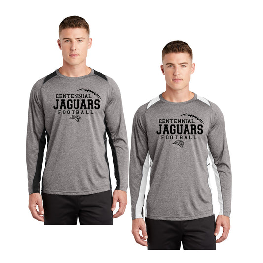 Adult - Unisex Long Sleeve Colorblock Performance Tee - (Centennial Jaguars Football)