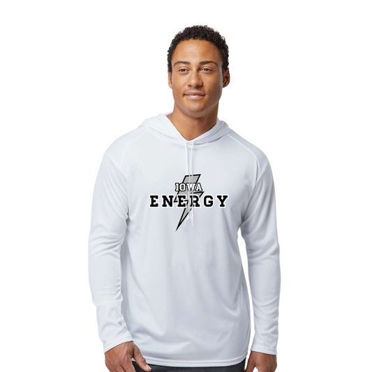 Adult, Ladies & Youth  - Badger Poly Hooded Long Sleeve Tee (Iowa Energy Baseball)