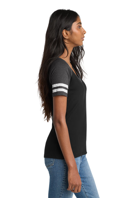 Ladies - District V-Neck Tee (North Metro Wrestling)