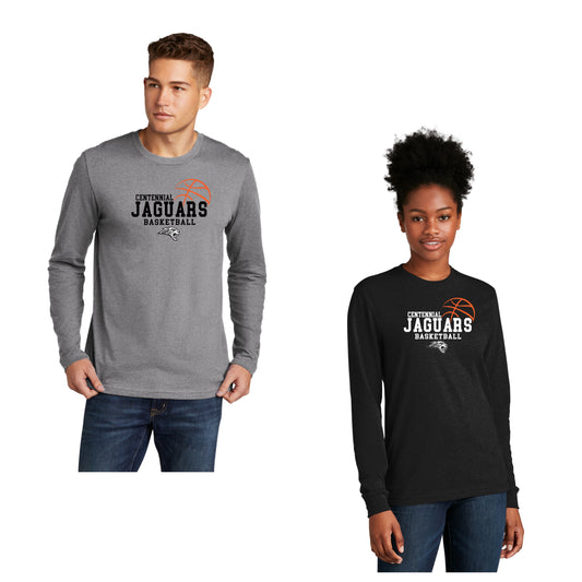 Adult - Unisex Cotton/Poly Long Sleeve Tee- 3 Designs - (Centennial Jaguar Basketball)