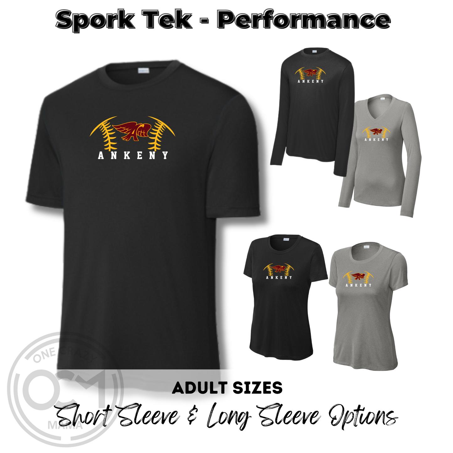 Adult & Ladies -Sport Tek Performance Tees  (Ankeny Hawkette Softball)