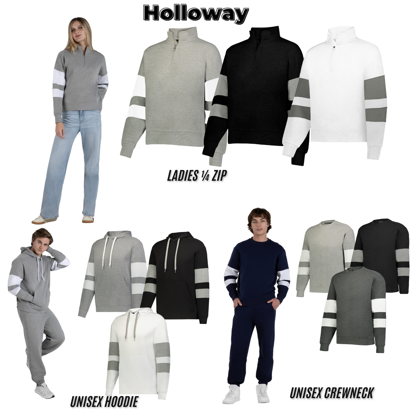 Adult & Ladies - Holloway Ladies 1/4 Zip & Unisex Sweatshirts (Centennial Jaguar Football)