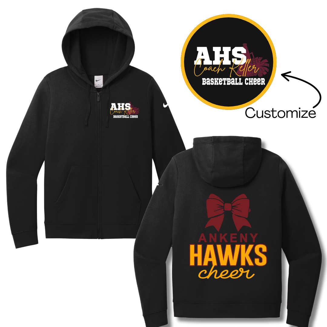Nike - Ladies Full Zip Hoodie - (Ankeny Hawks Basketball Cheer)