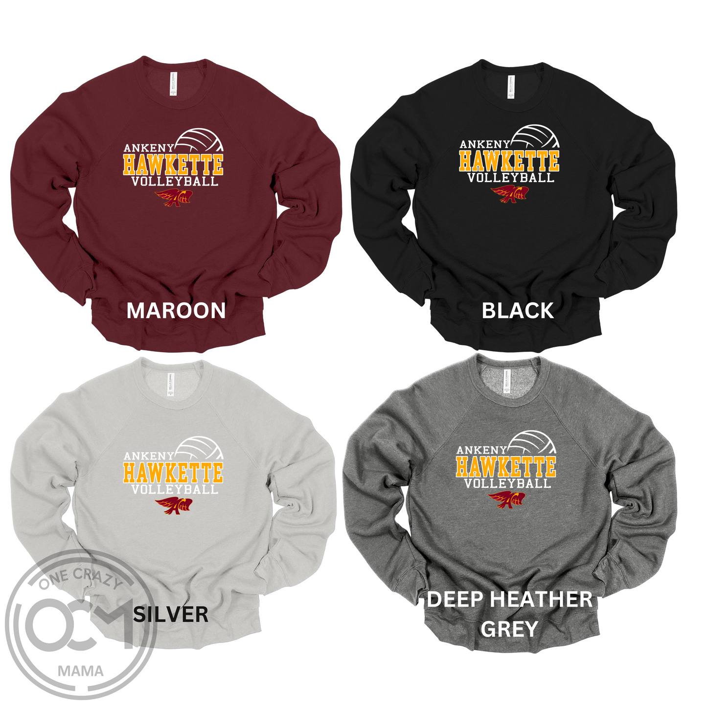 Adult -Unisex Crewneck Sweatshirt- (Ankeny Hawkette Volleyball)