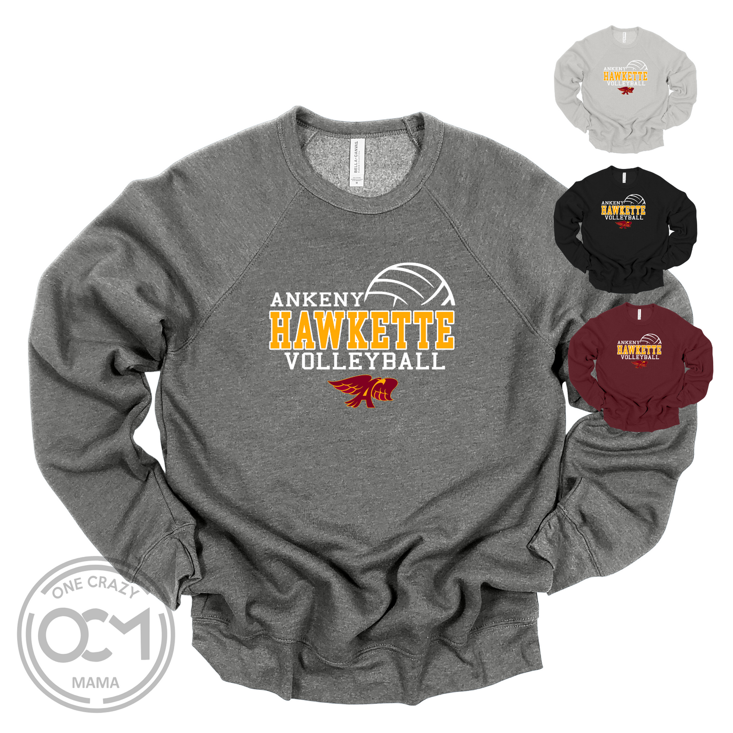 Adult -Unisex Crewneck Sweatshirt- (Ankeny Hawkette Volleyball)