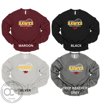 Adult -Unisex Crewneck Sweatshirt - (Ankeny Hawks Volleyball)