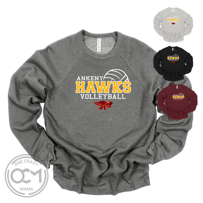 Adult -Unisex Crewneck Sweatshirt - (Ankeny Hawks Volleyball)