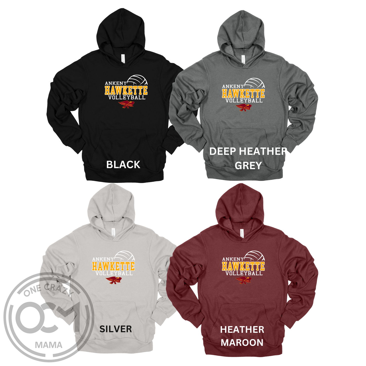 Adult -Unisex Hoodie - (Ankeny Hawkette Volleyball)