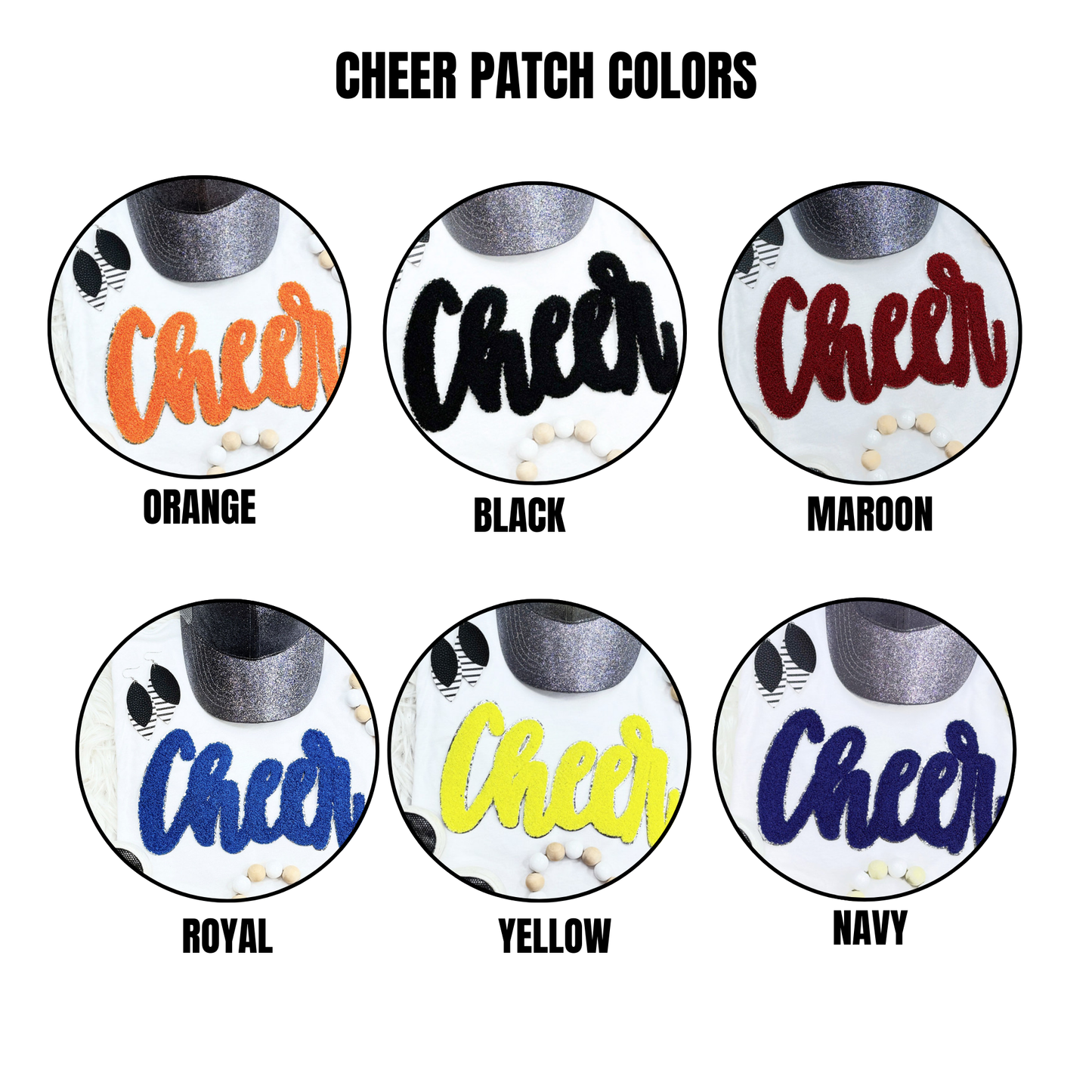 Adult - Cheer Cursive Chenille Patch Tees & Sweatshirts (Comfort Colors)