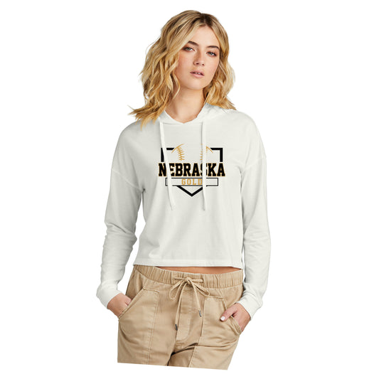 Ladies - Tri® Midi Long Sleeve Hooded Tee (Nebraska Gold)