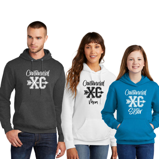 Adult, Ladies & Youth - Port & Co Fleece Hooded Sweatshirt - (Centennial Jaguar XC)