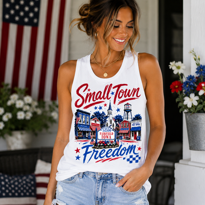 Adult & Ladies - Unisex Tee or Ladies Tank (Small Town Freedom)