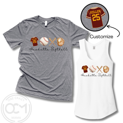 Adult & Ladies - Tee or Tank (Hawkette Softball Collection)