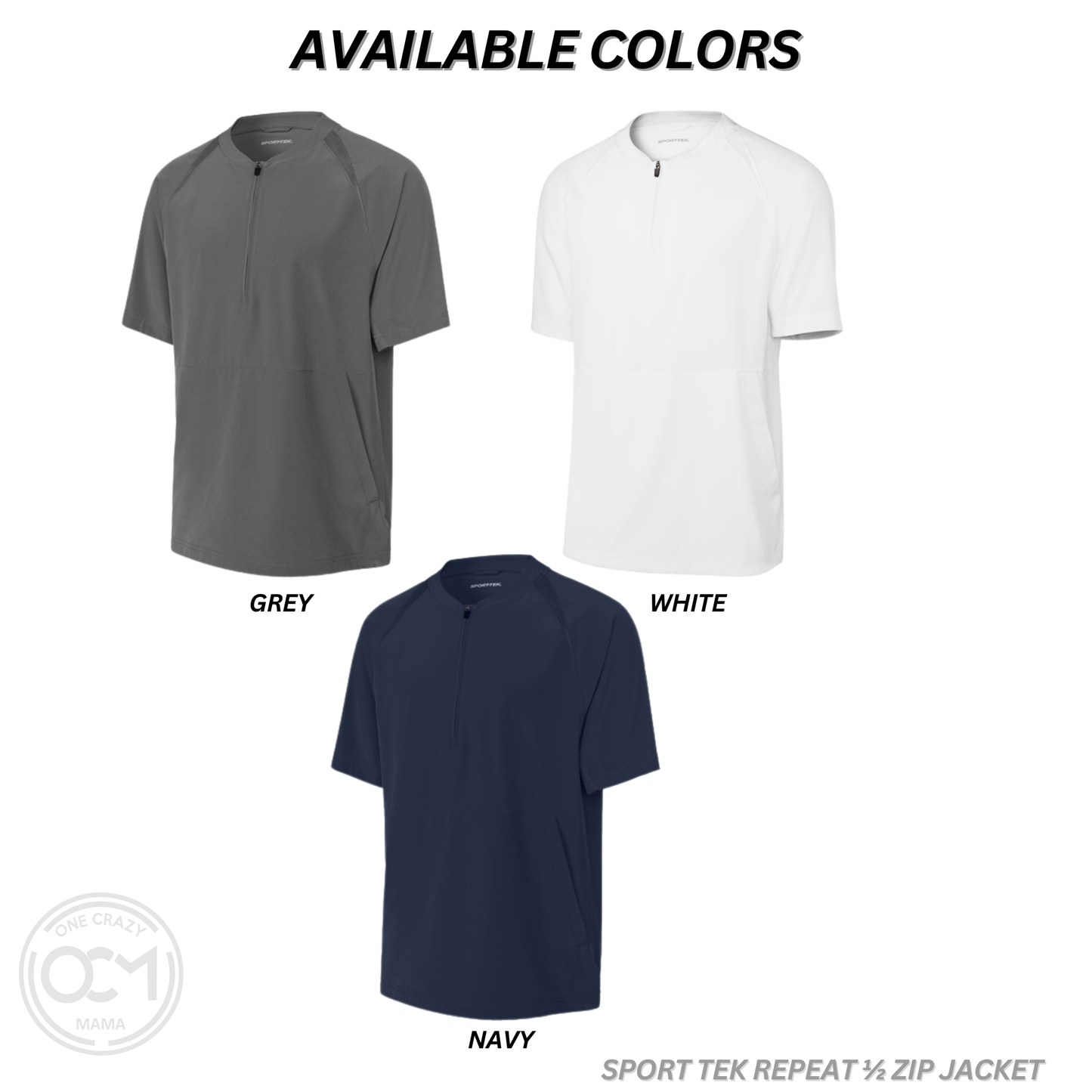 Adult & Youth - 1/2 Zip Short Sleeve Jacket (Flight Baseball)