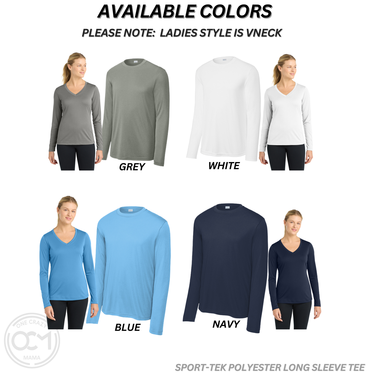 All Sizes - Polyester Long Sleeve Tee (Flight Baseball)