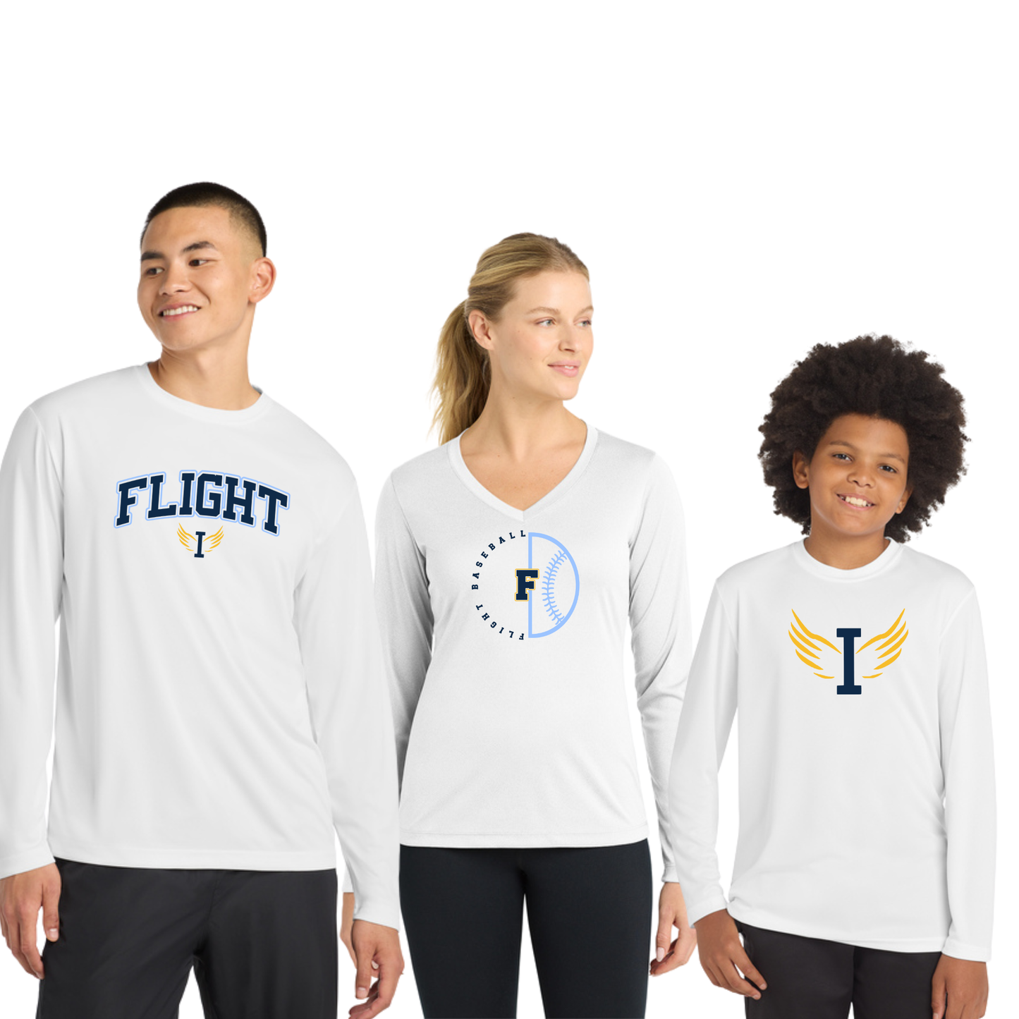All Sizes - Polyester Long Sleeve Tee (Flight Baseball)