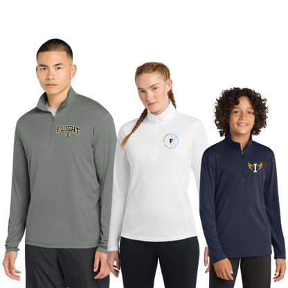 All Sizes - Polyester Long Sleeve 1/4 Zip (Flight Baseball)