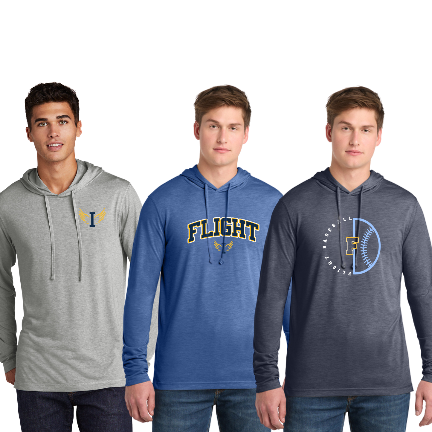 Adult - Long Sleeve Hooded Tee (Flight Baseball)