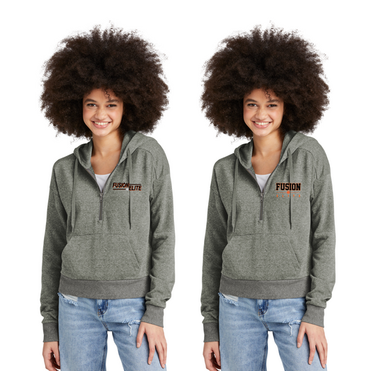 Ladies - District Fleece Hooded 1/2 Zip- (Fusion Elite)