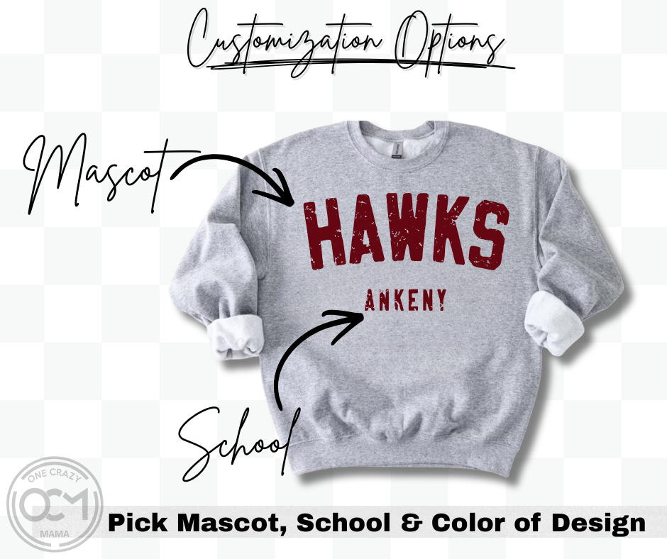 Adult - Custom Mascot + School (Custom Apparel)