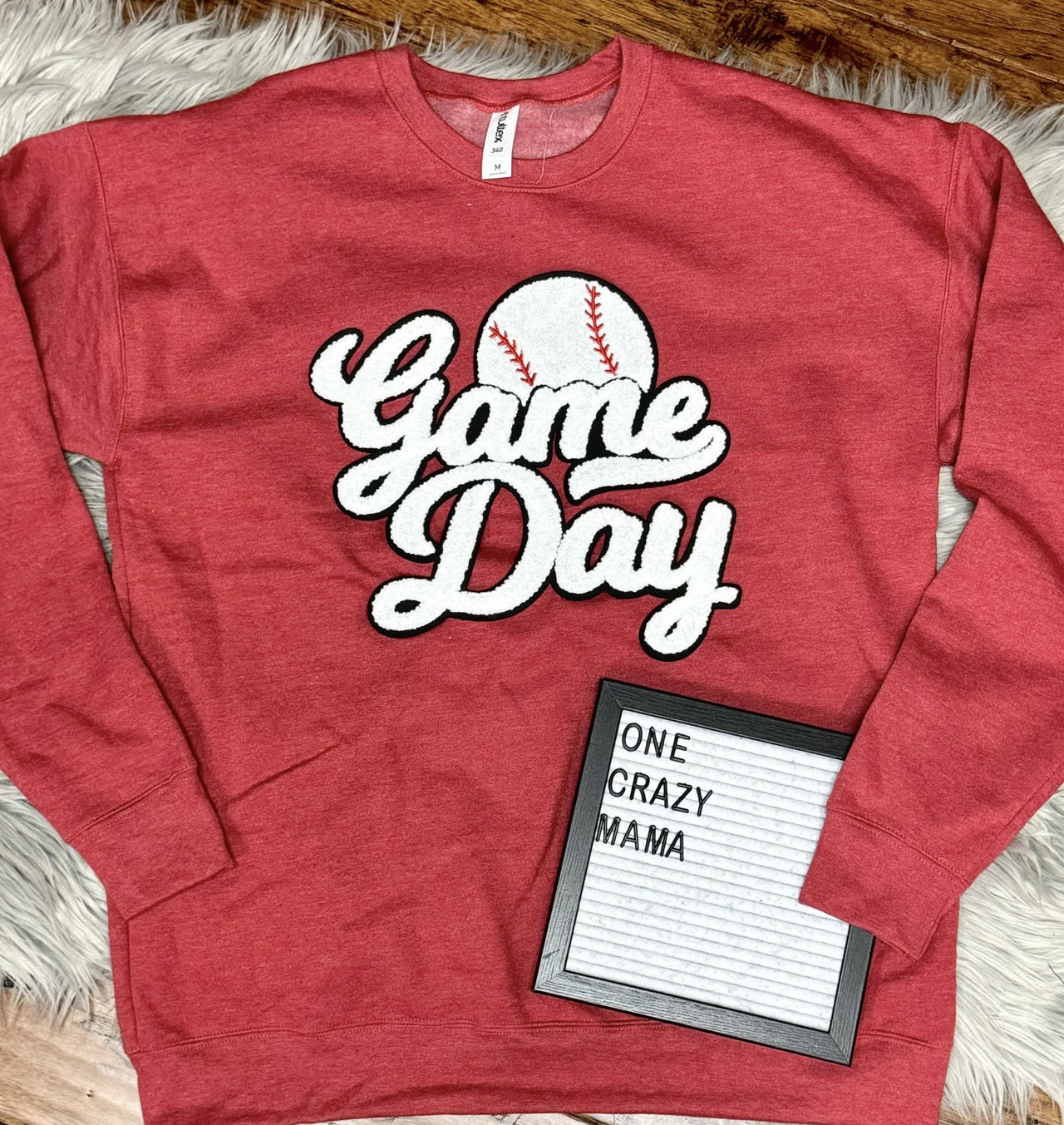Game Day Baseball Chenille Patch- Unisex Sweatshirt