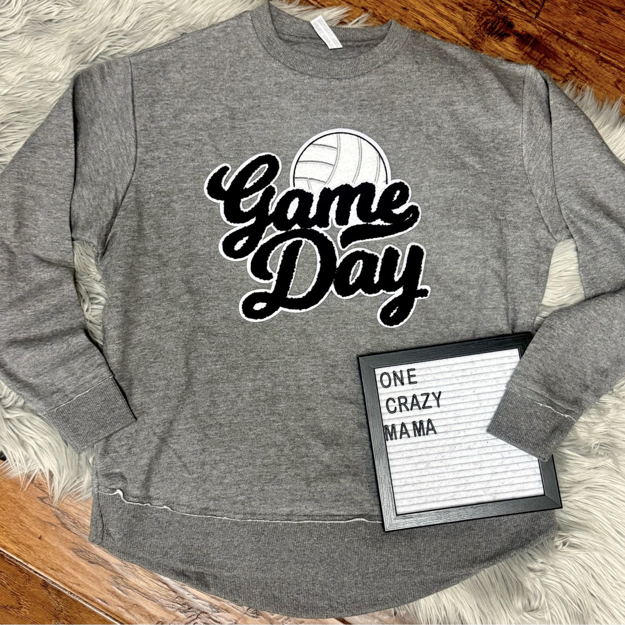 GameDay Volleyball Chenille Patch - Weekend Fleece Crewneck Sweatshirt