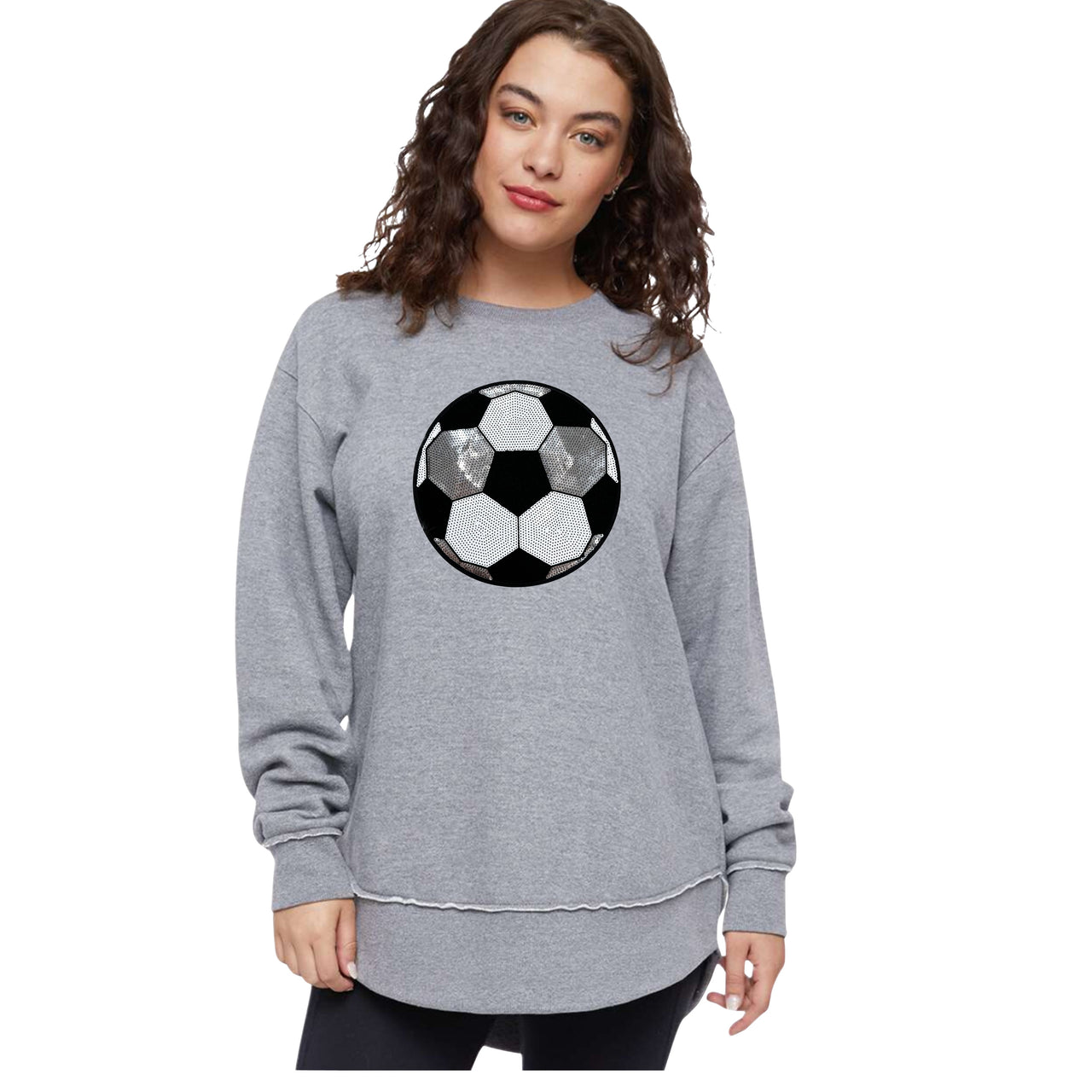 Ladies - Weekend Fleece Crewneck Sweatshirt (Sequin Soccer Patch)