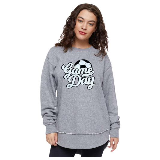 Ladies - Weekend Fleece Crewneck Sweatshirt (Chenille Soccer Patch)