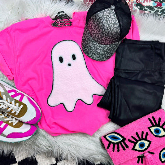 Adult - Fluffy Ghost Patch Tees (Comfort Colors)