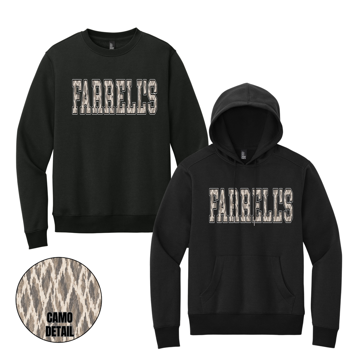 District Crewneck or Hoodie | CAMO (FXB)