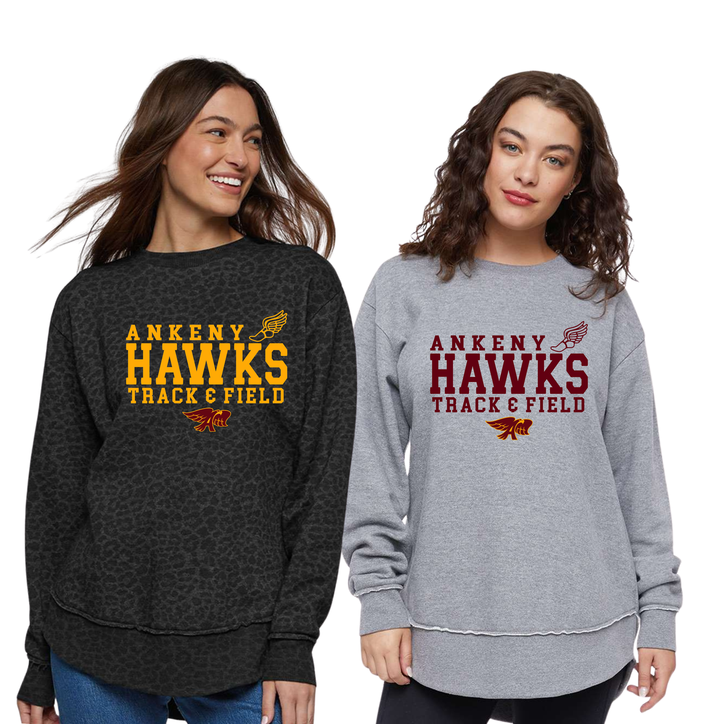 Ladies - Fleece Crewneck Sweatshirt (Ankeny Hawks Track & Field)