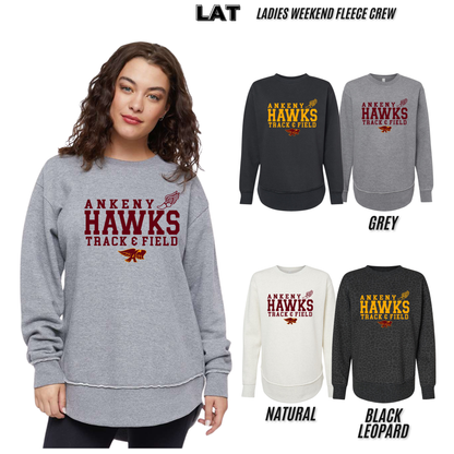 Ladies - Fleece Crewneck Sweatshirt (Ankeny Hawks Track & Field)