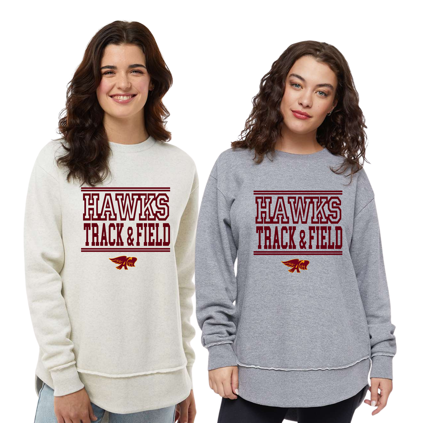 Ladies - Fleece Crewneck Sweatshirt (Ankeny Hawks Track & Field)