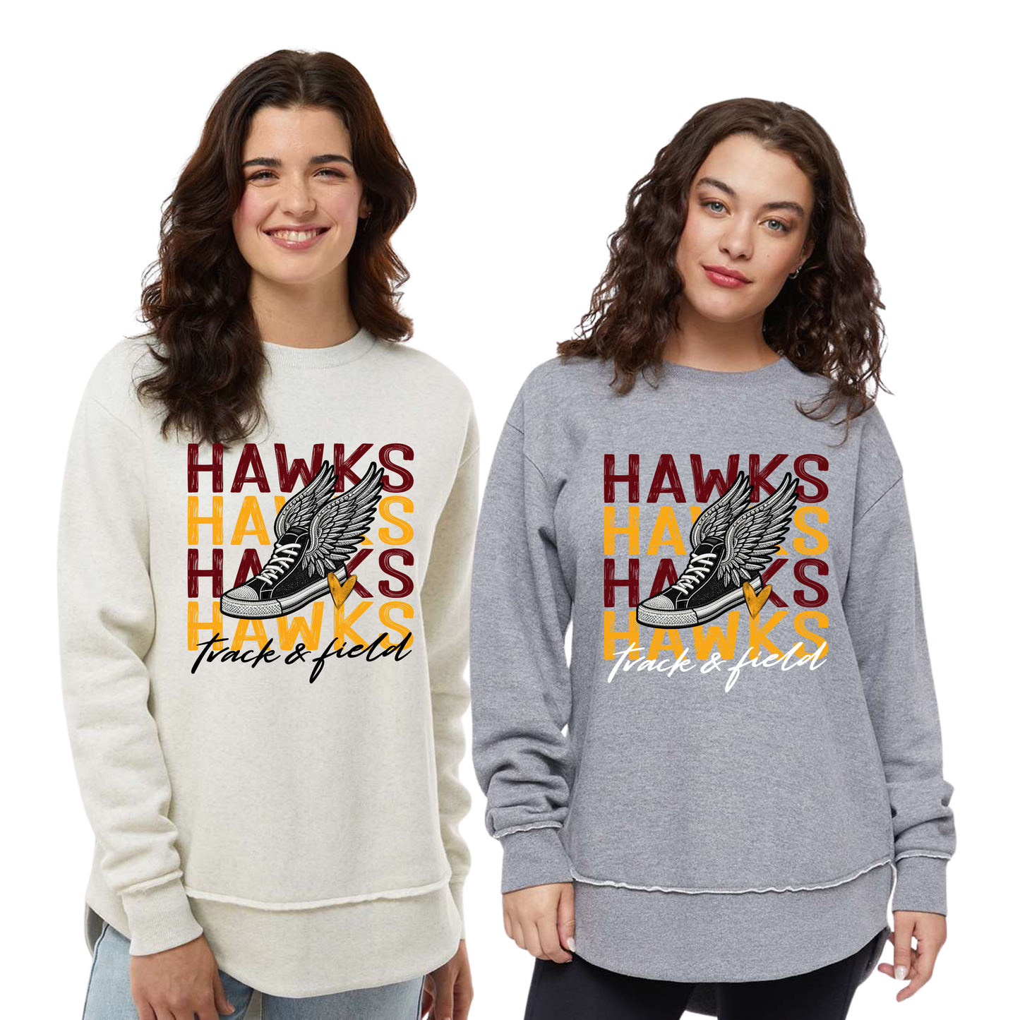 Ladies - Fleece Crewneck Sweatshirt (Ankeny Hawks Track & Field)