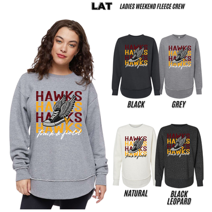 Ladies - Fleece Crewneck Sweatshirt (Ankeny Hawks Track & Field)