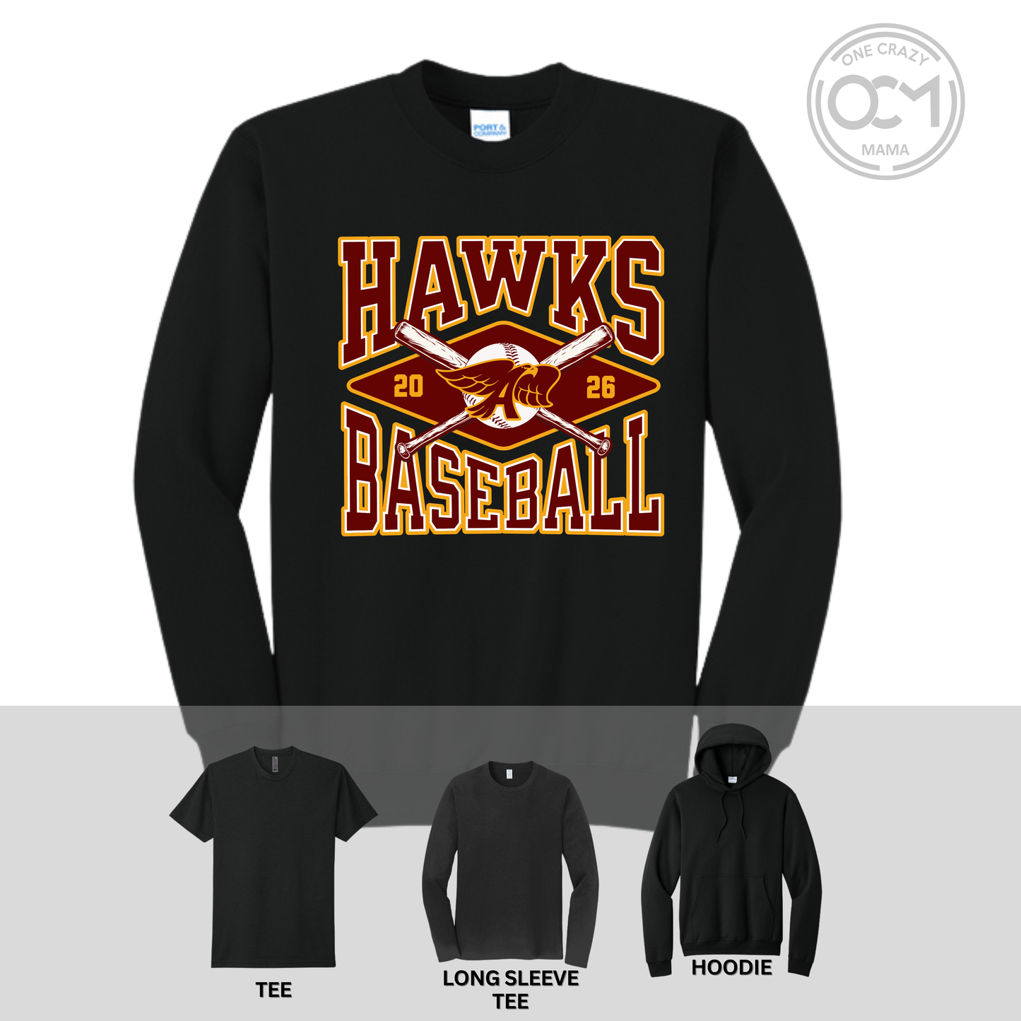 Adult - Multiple Apparel Options (Ankeny Hawks Baseball)