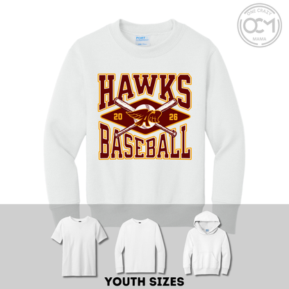 Youth - Multiple Apparel Options (Ankeny Hawks Baseball)
