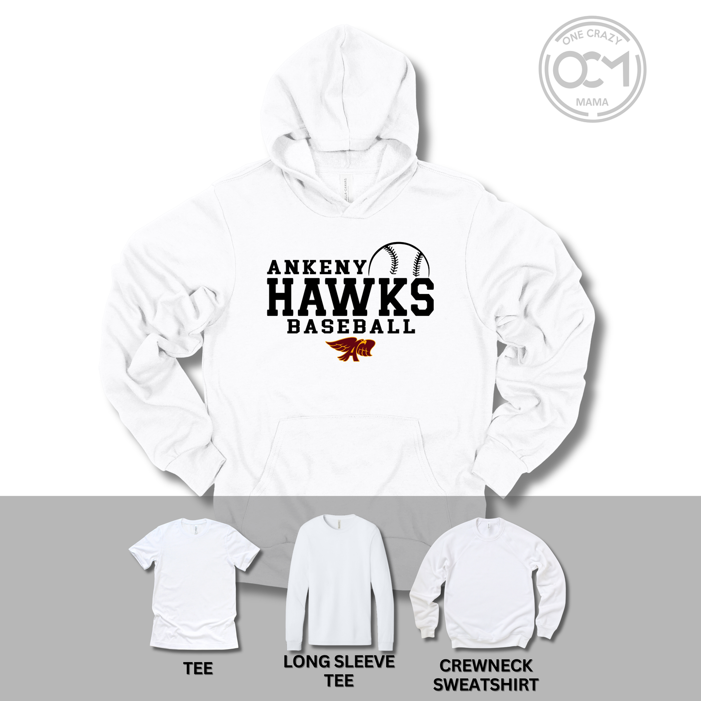 Adult - Multiple Apparel Options  (Ankeny Hawks Baseball)