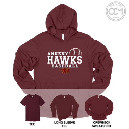Adult - Multiple Apparel Options  (Ankeny Hawks Baseball)