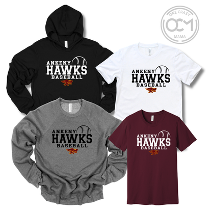 Adult - Multiple Apparel Options  (Ankeny Hawks Baseball)
