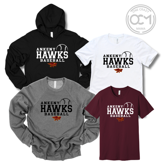 Adult - Multiple Apparel Options  (Ankeny Hawks Baseball)