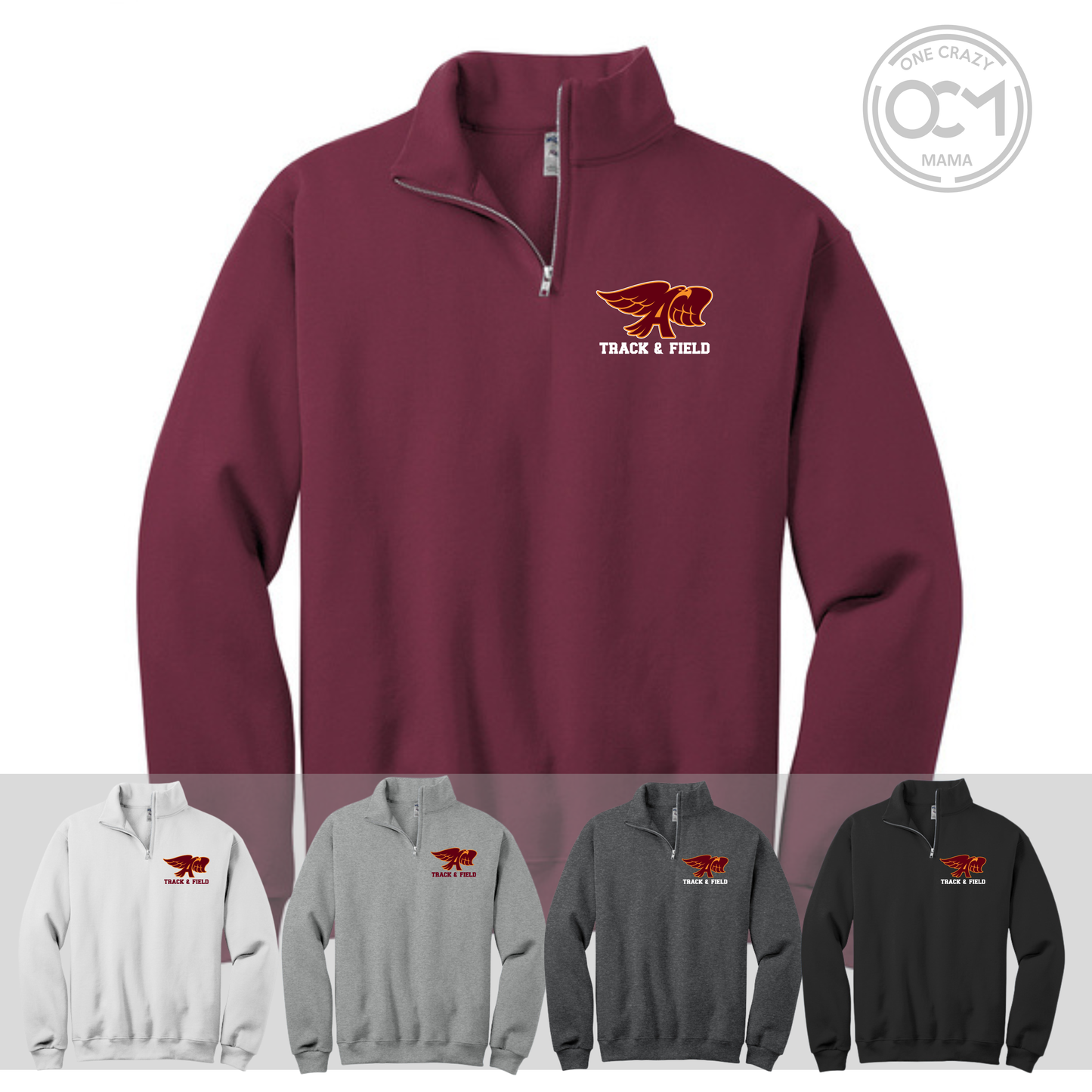 Adult - 1/4 Zip Sweatshirt (Ankeny Hawks Track & Field)