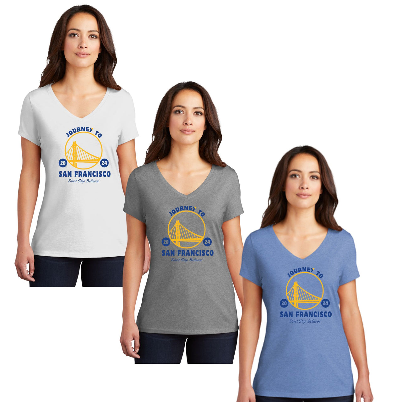 Ladies- District Triblend Vneck Tee - (JSF)