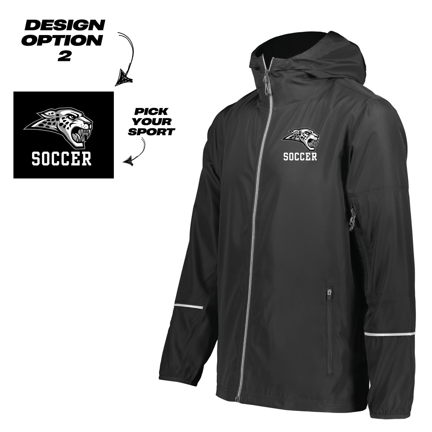 Adult & Ladies - Packable Full Zip Jacket (Centennial Jaguar Soccer)