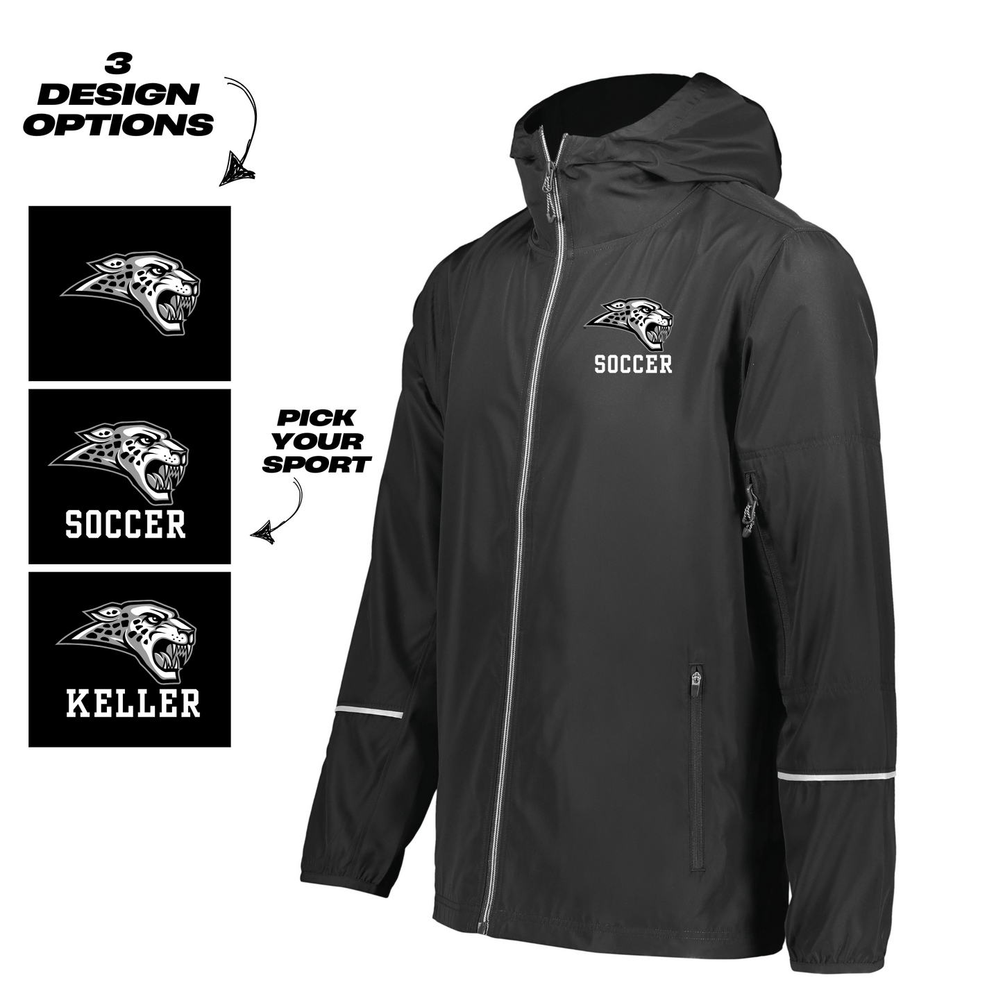 Adult & Ladies - Packable Full Zip Jacket (Centennial Jaguar Soccer)