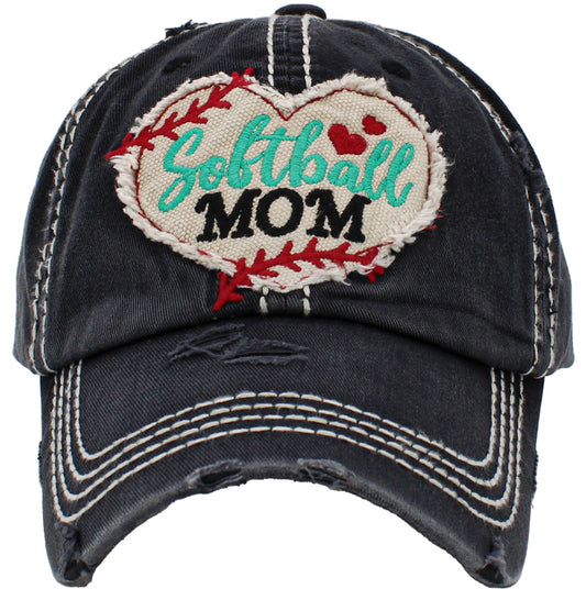 SOFTBALL MOM WASHED VINTAGE BALLCAP