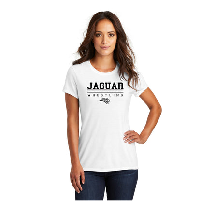 Ladies -  (3 Logos -You Pick) District Perfect Tri Tee (Centennial Jaguar Wrestling )